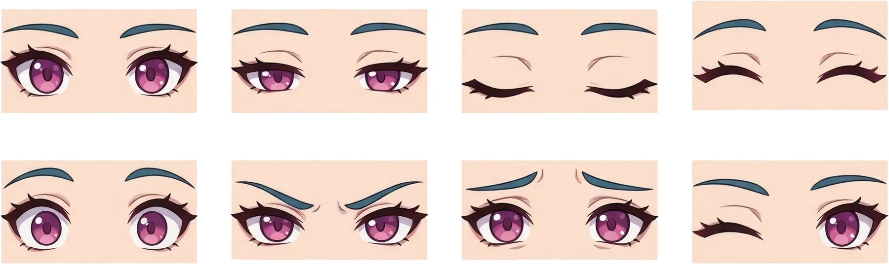 Eight eye and brow states